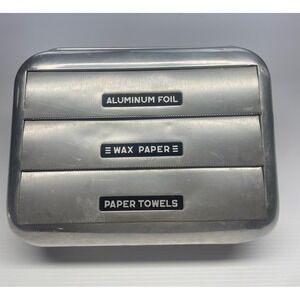 Vintage 1950s Aluminum Wall Mount Kitchen Dispenser Foil Wax Paper Towel MCM